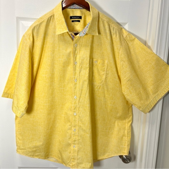 Bugatchi Yellow Short Sleeve Men's Shirt size 3XL - Picture 1 of 12